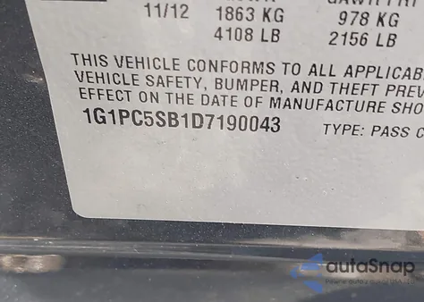 2013 Chevrolet Cruze 1Lt Auto z USA, uszkodzony, nr VIN 1G1PC5SB1D7190043